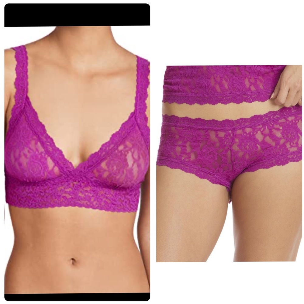 NWT- HANKY PANKY Set Crossover bralette and Boyshort- BRIGHT AMETHYST XS